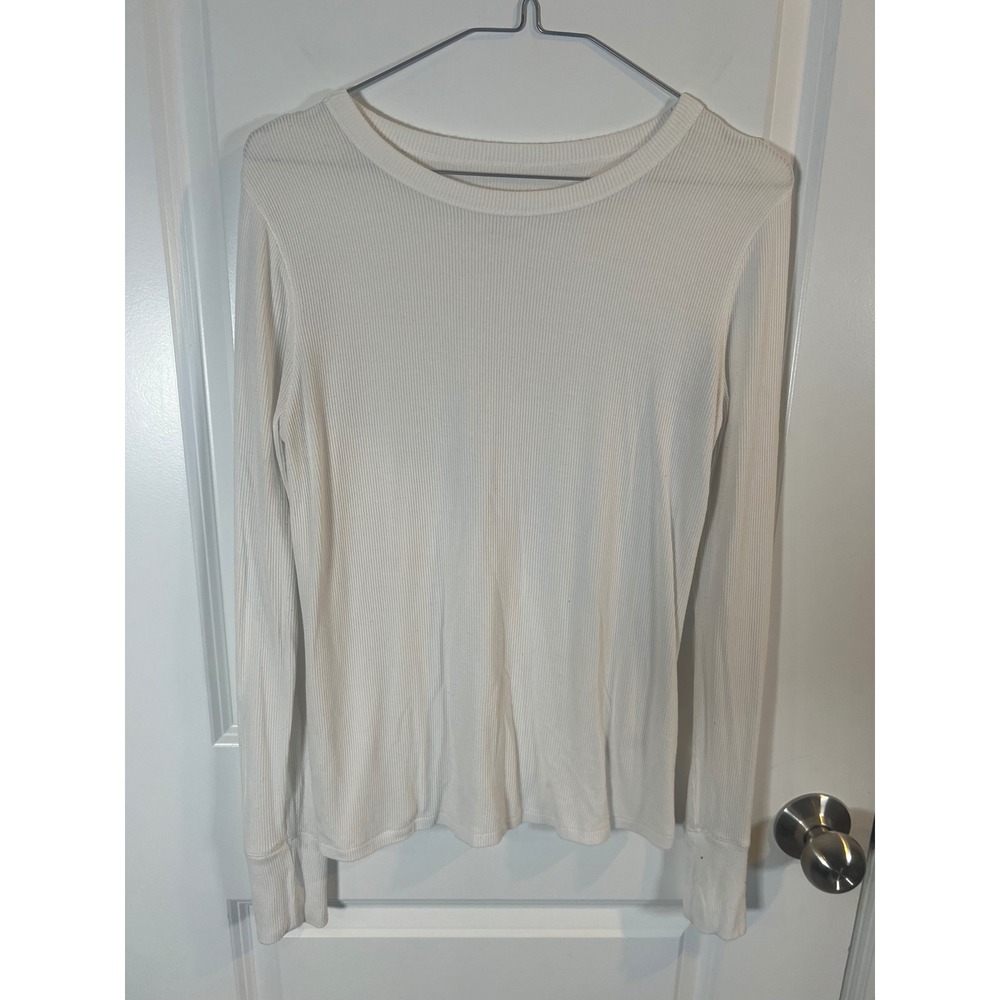 So Womens‎ Long Sleeve Ribbed Knit Top White Large